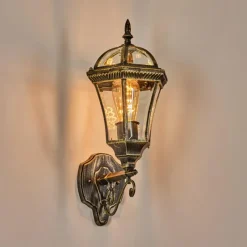 Luminaires Rustiques-hofstein Lavajo Luminaire extérieur, Lampe murale d´extérieur Or, Noir, 1 lumière