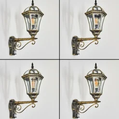 Luminaires Rustiques-hofstein Lavajo Luminaire extérieur, Lampe murale d´extérieur Or, Noir, 1 lumière, Détecteur de mouvement