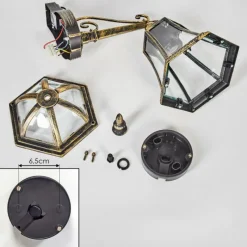 Luminaires Rustiques-hofstein Lavajo Luminaire extérieur, Lampe murale d´extérieur Or, Noir, 1 lumière, Détecteur de mouvement