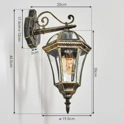 Luminaires Rustiques-hofstein Lavajo Luminaire extérieur, Lampe murale d´extérieur Or, Noir, 1 lumière