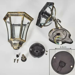 Luminaires Rustiques-hofstein Lavajo Luminaire extérieur, Lampe murale d´extérieur Or, Noir, 1 lumière