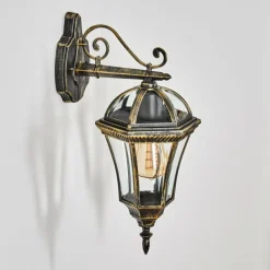 Luminaires Rustiques-hofstein Lavajo Luminaire extérieur, Lampe murale d´extérieur Or, Noir, 1 lumière