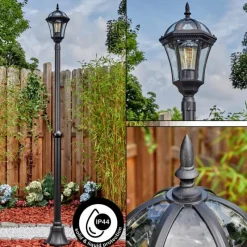 Luminaires Rustiques-hofstein Lavajo Luminaire extérieur, Réverbère, Eclairage de chemin Noir, 1 lumière