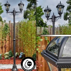 Luminaires Rustiques-hofstein Lavajo Luminaire extérieur, Réverbère, Eclairage de chemin Noir, 2 lumières