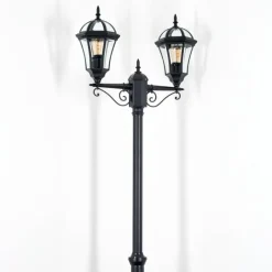 Luminaires Rustiques-hofstein Lavajo Luminaire extérieur, Réverbère, Eclairage de chemin Noir, 2 lumières