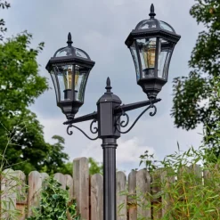 Luminaires Rustiques-hofstein Lavajo Luminaire extérieur, Réverbère, Eclairage de chemin Noir, 2 lumières