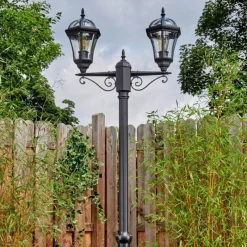 Luminaires Rustiques-hofstein Lavajo Luminaire extérieur, Réverbère, Eclairage de chemin Noir, 2 lumières