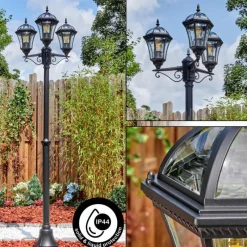 Luminaires Rustiques-hofstein Lavajo Luminaire extérieur, Réverbère, Eclairage de chemin Noir, 3 lumières