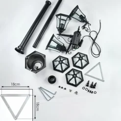 Luminaires Rustiques-hofstein Lavajo Luminaire extérieur, Réverbère, Eclairage de chemin Noir, 3 lumières