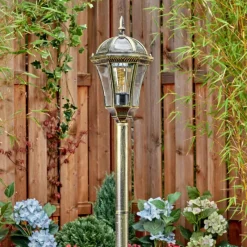 Luminaires Rustiques-hofstein Lavajo Luminaire extérieur, Eclairage de chemin Or, Noir, 1 lumière