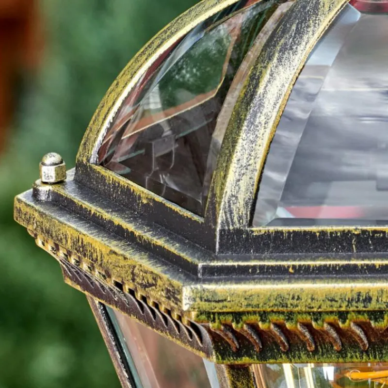 Luminaires Rustiques-hofstein Lavajo Luminaire extérieur, Eclairage de chemin Or, Noir, 1 lumière, Détecteur de mouvement