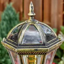 Luminaires Rustiques-hofstein Lavajo Luminaire extérieur, Eclairage de chemin Or, Noir, 1 lumière, Détecteur de mouvement