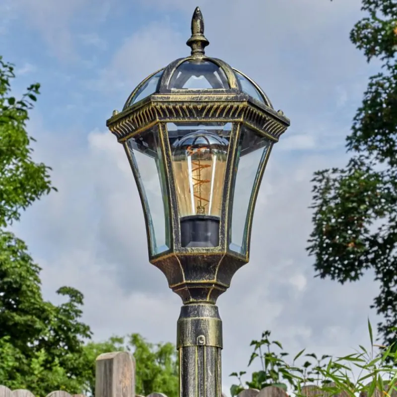 Luminaires Rustiques-hofstein Lavajo Luminaire extérieur, Réverbère, Eclairage de chemin Or, Noir, 1 lumière