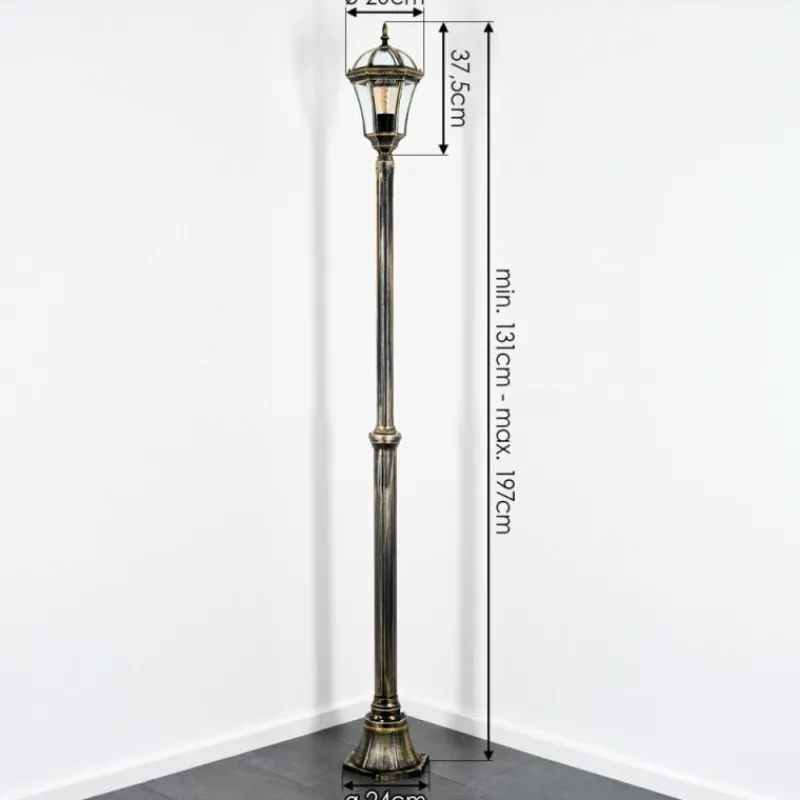 Luminaires Rustiques-hofstein Lavajo Luminaire extérieur, Réverbère, Eclairage de chemin Or, Noir, 1 lumière