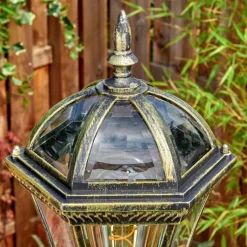 Luminaires Rustiques-hofstein Lavajo Luminaire extérieur, Réverbère, Eclairage de chemin Or, Noir, 1 lumière