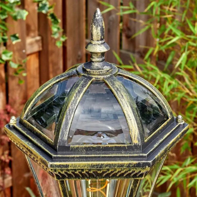 Luminaires Rustiques-hofstein Lavajo Luminaire extérieur, Réverbère, Eclairage de chemin Or, Noir, 1 lumière