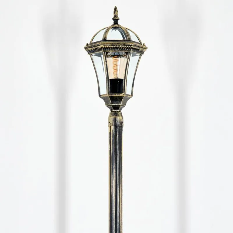 Luminaires Rustiques-hofstein Lavajo Luminaire extérieur, Réverbère, Eclairage de chemin Or, Noir, 1 lumière