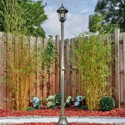 Luminaires Rustiques-hofstein Lavajo Luminaire extérieur, Réverbère, Eclairage de chemin Or, Noir, 1 lumière