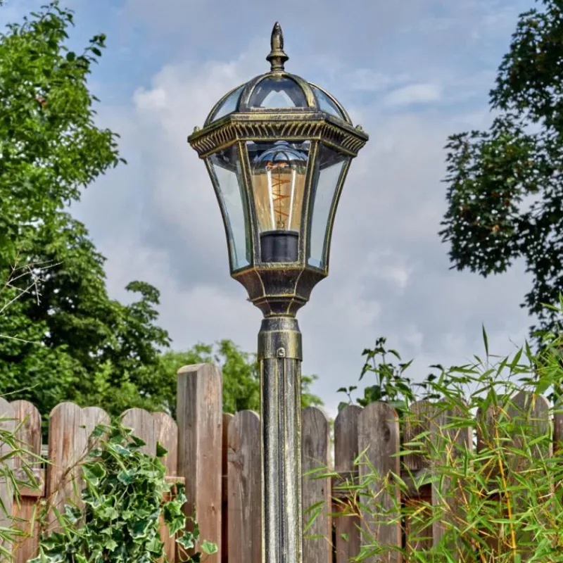 Luminaires Rustiques-hofstein Lavajo Luminaire extérieur, Réverbère, Eclairage de chemin Or, Noir, 1 lumière