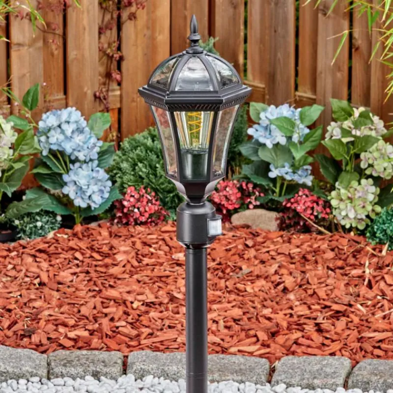 Luminaires Rustiques-hofstein Lavajo Luminaire extérieur, Eclairage de chemin Noir, 1 lumière, Détecteur de mouvement