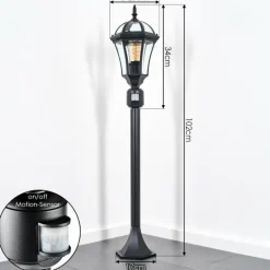 Luminaires Rustiques-hofstein Lavajo Luminaire extérieur, Eclairage de chemin Noir, 1 lumière, Détecteur de mouvement