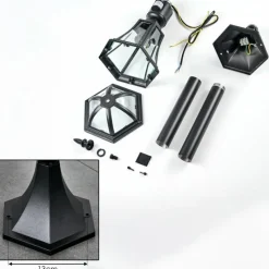 Luminaires Rustiques-hofstein Lavajo Luminaire extérieur, Eclairage de chemin Noir, 1 lumière, Détecteur de mouvement