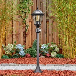 Luminaires Rustiques-hofstein Lavajo Luminaire extérieur, Eclairage de chemin Noir, 1 lumière, Détecteur de mouvement