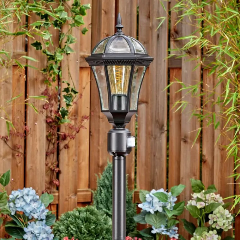 Luminaires Rustiques-hofstein Lavajo Luminaire extérieur, Eclairage de chemin Noir, 1 lumière, Détecteur de mouvement