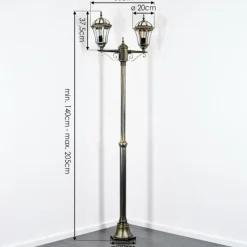 Luminaires Rustiques-hofstein Lavajo Luminaire extérieur, Réverbère, Eclairage de chemin Or, Noir, 2 lumières