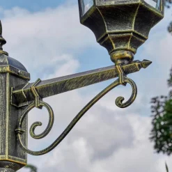 Luminaires Rustiques-hofstein Lavajo Luminaire extérieur, Réverbère, Eclairage de chemin Or, Noir, 2 lumières