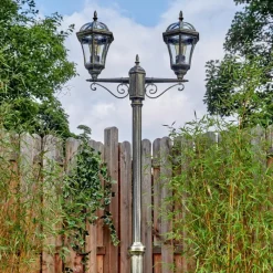 Luminaires Rustiques-hofstein Lavajo Luminaire extérieur, Réverbère, Eclairage de chemin Or, Noir, 2 lumières