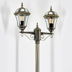 Luminaires Rustiques-hofstein Lavajo Luminaire extérieur, Réverbère, Eclairage de chemin Or, Noir, 2 lumières