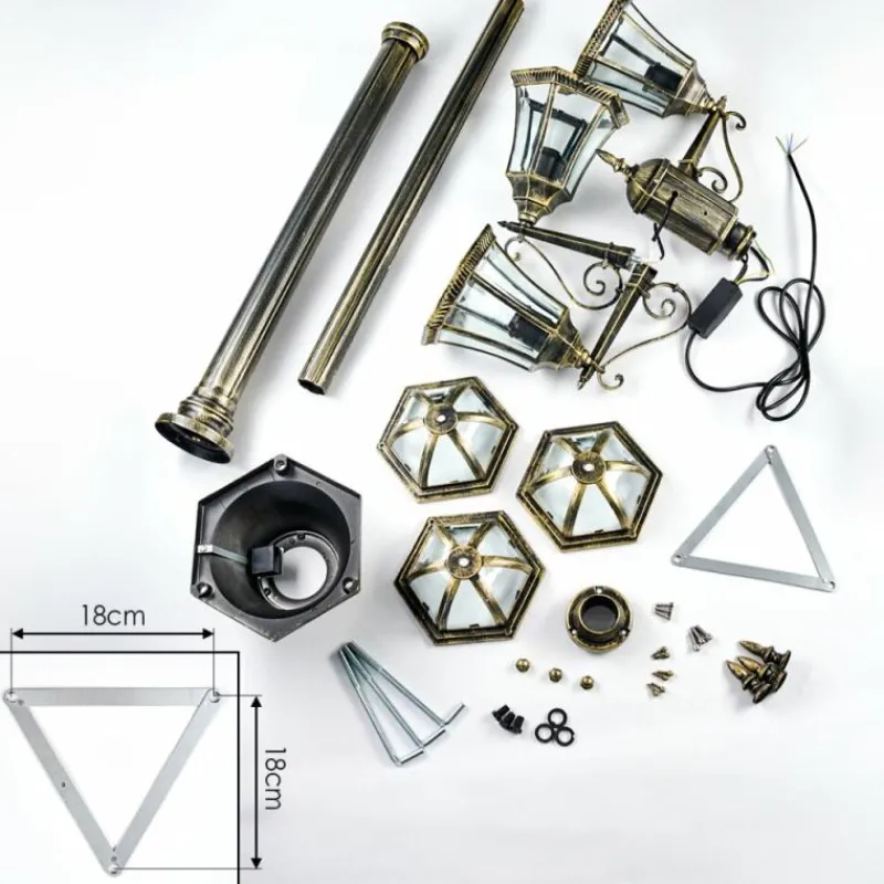 Luminaires Rustiques-hofstein Lavajo Luminaire extérieur, Réverbère, Eclairage de chemin Or, Noir, 3 lumières