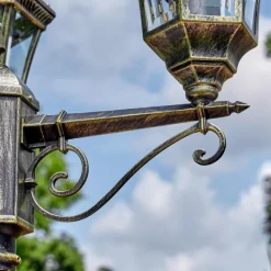 Luminaires Rustiques-hofstein Lavajo Luminaire extérieur, Réverbère, Eclairage de chemin Or, Noir, 3 lumières