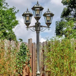 Luminaires Rustiques-hofstein Lavajo Luminaire extérieur, Réverbère, Eclairage de chemin Or, Noir, 3 lumières