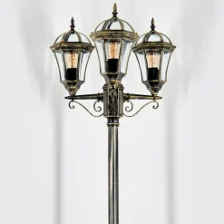 Luminaires Rustiques-hofstein Lavajo Luminaire extérieur, Réverbère, Eclairage de chemin Or, Noir, 3 lumières