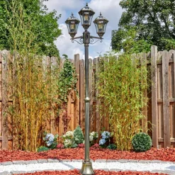 Luminaires Rustiques-hofstein Lavajo Luminaire extérieur, Réverbère, Eclairage de chemin Or, Noir, 3 lumières