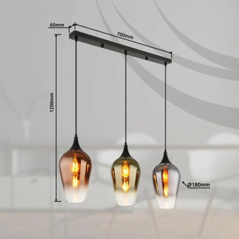 Luminaires Globo Lighting Lavus Suspension Noir, 3 lumières