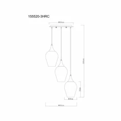 Luminaires Globo Lighting Lavus Suspension Chrome, Noir, 3 lumières