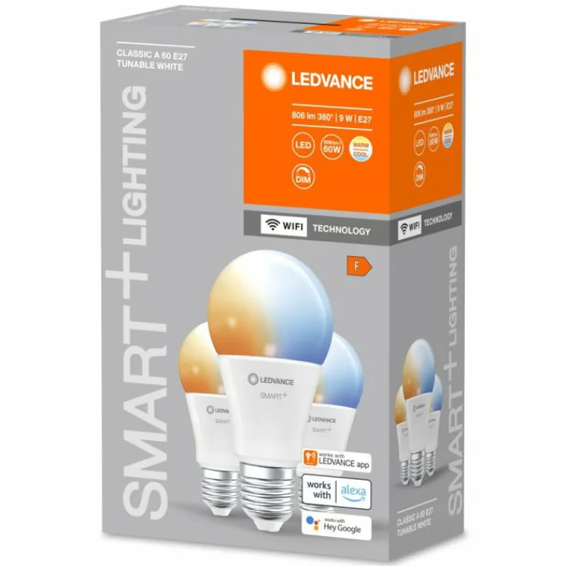 Luminaires Ledvance LEDVANCE SMART+ WiFi Lot de 3 LED E27 9 watt 2700-6500 kelvin 806 lumen
