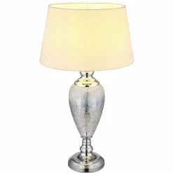 Luminaires Globo Lighting Leila Lampe à poser Chrome, Transparent, 1 lumière