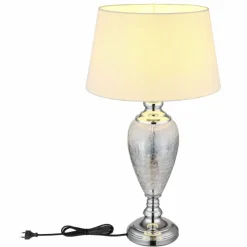 Luminaires Globo Lighting Leila Lampe à poser Chrome, Transparent, 1 lumière