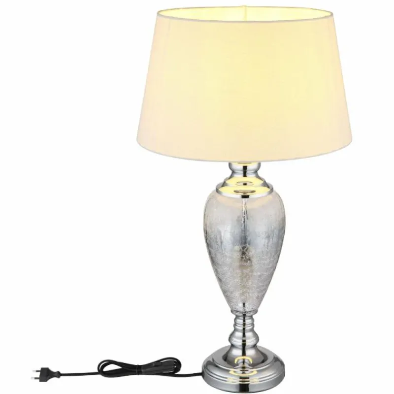 Luminaires Globo Lighting Leila Lampe à poser Chrome, Transparent, 1 lumière