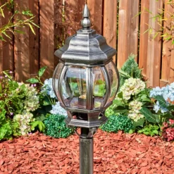 Luminaires Rustiques-hofstein Lentua Eclairage de chemin Noir, Argenté, 1 lumière