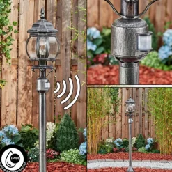 Luminaires Rustiques-hofstein Lentua Eclairage de chemin Noir, Argenté, 1 lumière, Détecteur de mouvement