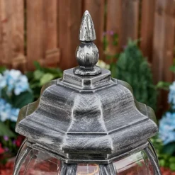 Luminaires Rustiques-hofstein Lentua Eclairage de chemin Noir, Argenté, 1 lumière, Détecteur de mouvement