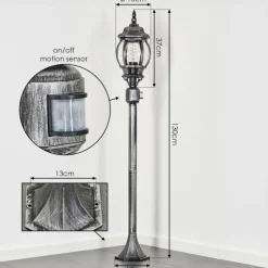 Luminaires Rustiques-hofstein Lentua Eclairage de chemin Noir, Argenté, 1 lumière, Détecteur de mouvement