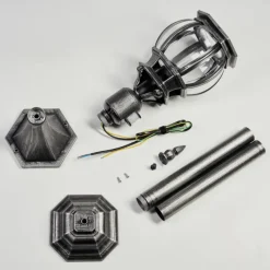 Luminaires Rustiques-hofstein Lentua Eclairage de chemin Noir, Argenté, 1 lumière, Détecteur de mouvement