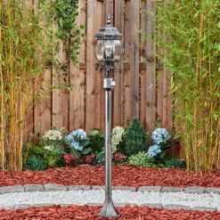 Luminaires Rustiques-hofstein Lentua Eclairage de chemin Noir, Argenté, 1 lumière, Détecteur de mouvement