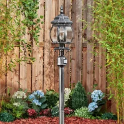 Luminaires Rustiques-hofstein Lentua Eclairage de chemin Noir, Argenté, 1 lumière, Détecteur de mouvement